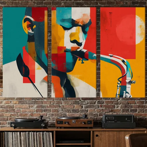 Miniatura 14 de LuxeWood Arte de Pared Musical en Lienzo - Impresiones Temáticas Musicales Medianas y Grandes para Sala de Estar, Oficina, Estudio, Airbnb