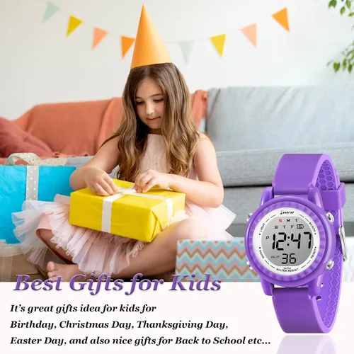 Miniatura 6 de Venhoo Reloj de silicona colorido intermitente con luz LED para deportes al aire libre, reloj de pulsera eléctrico con alarma cronómetro para niños