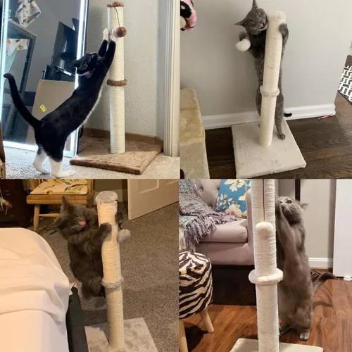 Miniatura 7 de Dimaka - Rascador de gato de 29 pulgadas de alto, con cuerda de sisal y cubierto con suave felpa suave, rascador vertical [estiramiento completo]