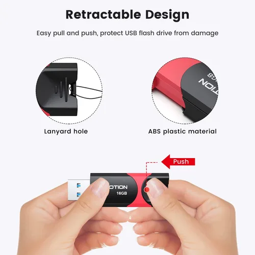 Miniatura 2 de Unidad flash USB 3.0 KOOTION 10 Pack 16GB 16G Unidad flash USB 3.0 retráctil con indicador LED de alta velocidad para almacenamiento y transferencia