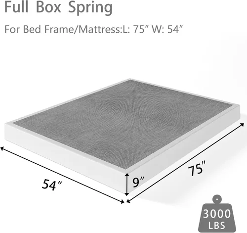 Miniatura 2 de Base de cama de metal de 9 pulgadas, tamaño matrimonial, compatible con la mayoría de colchones o somier, base de cama de soporte de 9 patas