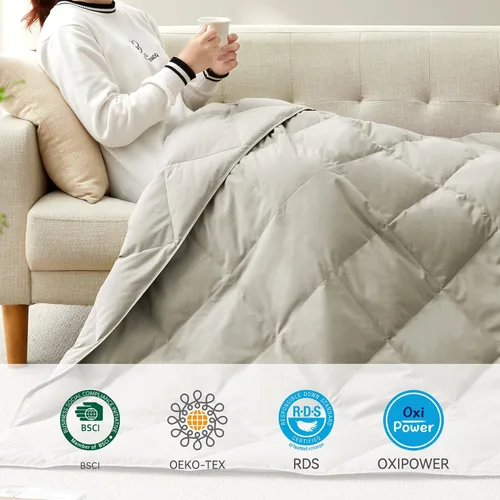Miniatura 8 de Deodar Manta de fibra de plumón natural para sofá cama, edredón de sofá, manta ligera para exteriores, tela de piel de durazno, 50 x 70 pulgadas