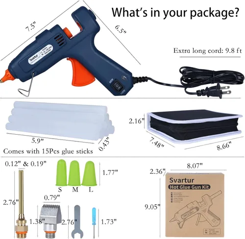 Miniatura 4 de Pistola de pegamento caliente de tamaño completo con estuche, interruptor de 60W/100W/APAGADO, cable de alimentación extra largo de 9.8 pies