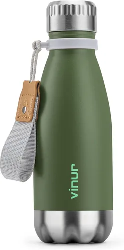 Miniatura 22 de VINUR Botella de agua para niños, 9 onzas, acero inoxidable, doble pared, aislada al vacío, botella de agua para la escuela, frasco en forma de cola