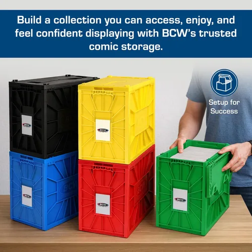 Miniatura 6 de BCW Contenedor corto para cómics, capacidad para 150 cómics, almacenamiento de plástico apilable, organizador sin ácidos, negro, paquete de 2