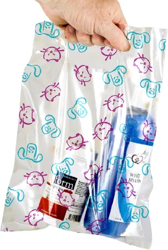 Miniatura 18 de 100 bolsas con estampado temático de mascotas, estampado de perro/gato/hilo, MSP1002, bolsas de plástico transparente para dispersos, bolsa