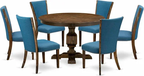 Miniatura 19 de East West Furniture F2VE5-721 - Juego de mesa de comedor de 5 piezas para 4 personas, incluye una mesa de cocina redonda con pedestal y 4 sillas