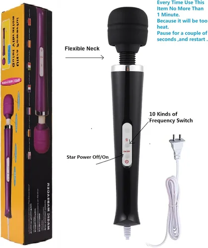 Miniatura 2 de Masajeador de cuerpo grande negro de mano vibrante potente masaje eléctrico de espalda para mujer recuperación deportiva dolores musculares dolor