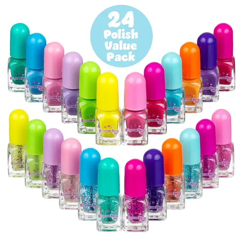 Miniatura 2 de Paquete económico de 24 esmaltes de uñas perfumados, tonos brillantes y brillantes, colores seguros Non-Toxic Water-Based Manicure & Pedicure Kit