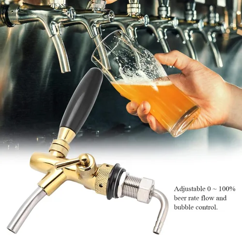 Miniatura 5 de Grifo de cerveza con control de flujo, grifo de cerveza ajustable de vástago largo, grifo de barril de cerveza Adurable, vástago cromado G5/8 grifo