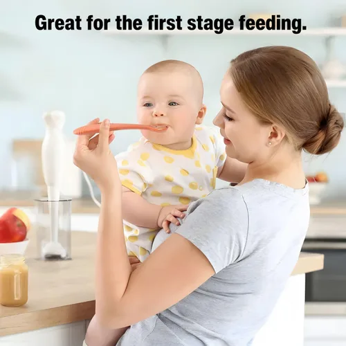 Miniatura 4 de PandaEar Paquete de 5 cucharas de silicona para bebés de 4 a 6 meses, cucharas de alimentación para bebés, utensilios suaves para el destete LED