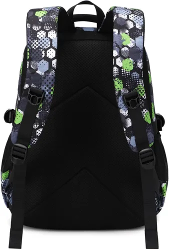 Miniatura 5 de BYPTNF Mochila para niño, estudiante, niño, impermeable, duradera, elemental, casual, media, verde (E-green), Computadora portátil