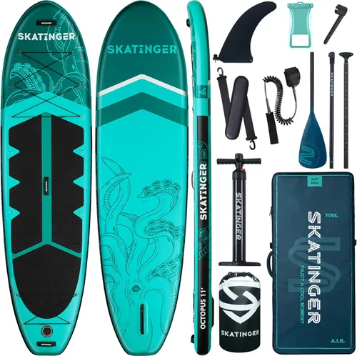 Skatinger Tabla de remo inflable extra ancha de 11 x 34 pulgadas, tablas de remo de hasta 420 libras para adultos, tabla de remo estable, 2