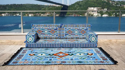 Miniatura 2 de arabicsofa Oriental - Sofá modular grande Majlis para el suelo, asiento árabe con almohadas de respaldo, juego de sofá bajo seccional esquinero