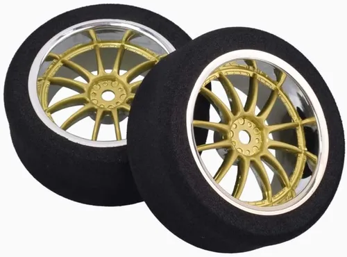 Miniatura 3 de 4 neumáticos de espuma 1/10 en carretera y llantas de rueda 9003 de 0.472 in hexagonales para HSP HPI RC Racing Car Toy, color dorado