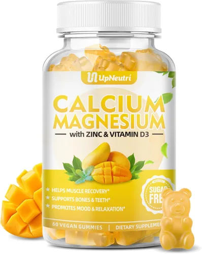Miniatura 9 de Calcio, magnesio y zinc con suplemento de vitamina D3, gomitas de calcio sin azúcar para mujeres y hombres, gomitas de zinc de alta absorción