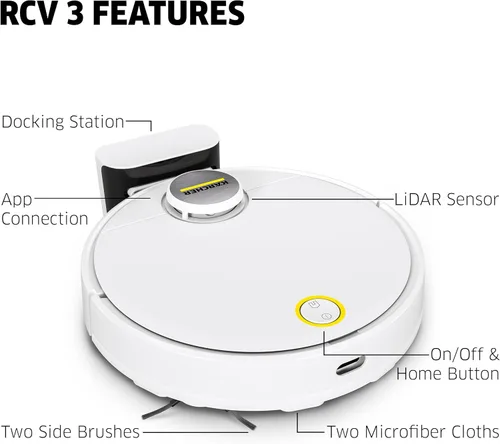 Miniatura 2 de Kärcher Robot aspirador RCV 3 con función de trapeador de 2500 Pa- Control remoto a través de la aplicación, navegación láser LiDar - mapeo