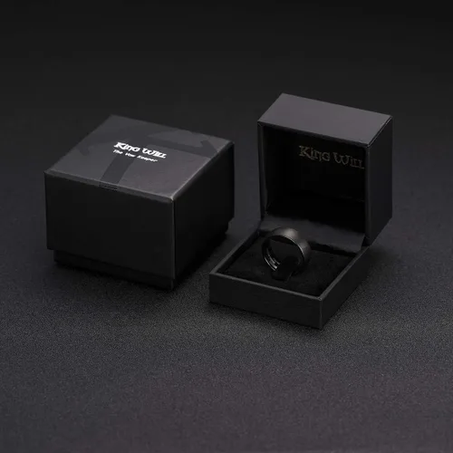 Miniatura 6 de King Will Anillo de carburo de tungsteno para hombre, acabado mate, 0.079pulgadas, 0.157pulgadas, 0.236pulgadas, 0.315pulgadas, color negro Anillo