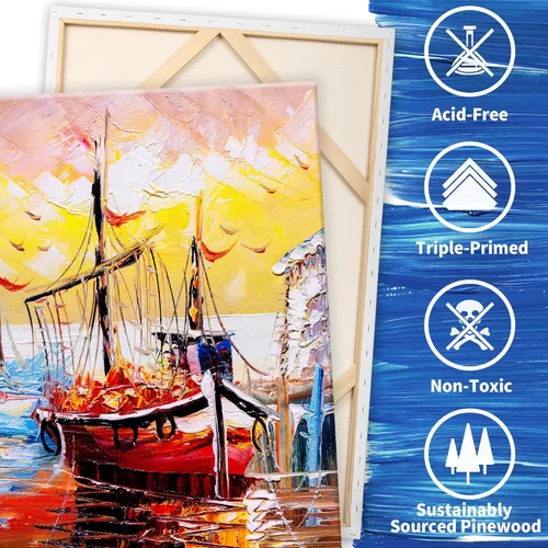 Miniatura 2 de FIXSMITH - Lienzo estirado para pintar 61 x 91 cm, paquete de 2, lienzo grande imprimado, 100% algodón, perfil de 1,6 cm, paquete de gran valor