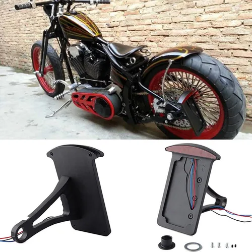 Miniatura 10 de Rich Choices - Luces traseras de motocicleta con soporte lateral para matrícula, luces de freno integradas, luz de stop, impermeables, de aluminio
