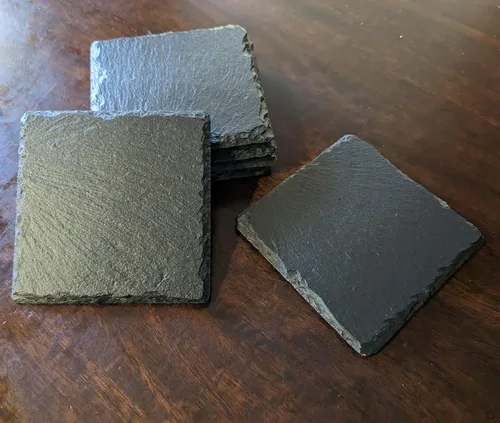 Miniatura 5 de Engraved Dog Cat Paw Coasters Set of 4 – Dog Cat Silhouette Paw Print Design – 4 Inch Round Slate – Pet Lover Home Decor – Handmade in Oregon USA