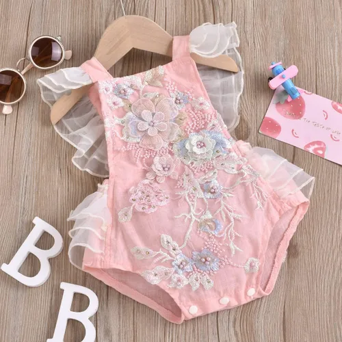Miniatura 48 de IDOPIP Conjunto de ropa de 1er cumpleaños para niñas con estampado floral, estilo bohemio, con encaje, tutú y diadema de princesa