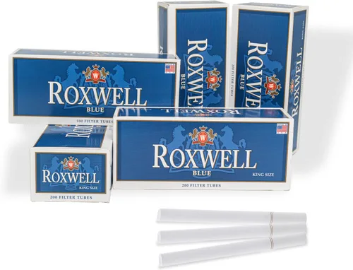 Roxwell - Tubos para cigarrillos tamaño King – 1000 unidades – 5 cajas de 200 tubos – Filtros blancos de extracción suave – Tubos preenrollados –