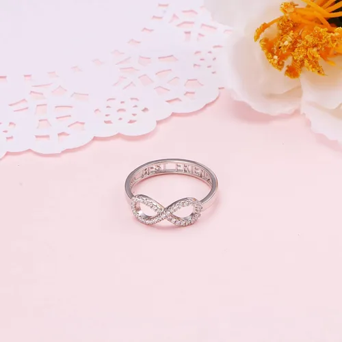 Miniatura 3 de Anillo infinito de plata de ley S925 para mejor amigo, joyería de amistad ajustable, regalos de cumpleaños para mujeres, adultos y adolescentes