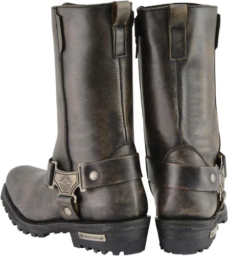 Miniatura 7 de Milwaukee Leather MBL9361 - Botas de piel para mujer, con arnés clásico, puntera cuadrada, color marrón envejecido, de 11 pulgadas