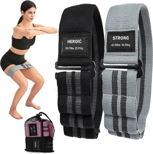 Miniatura 8 de Adjustable Fabric Resistance Bands for Squats, Glutes & Legs – 5 Levels of Customizable Size, Width & Tension, Non-Slip Booty Bands for Men and