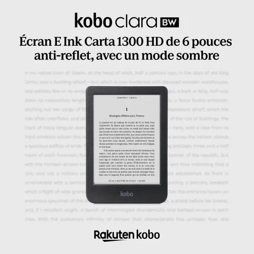 Miniatura 2 de Kobo Clara BW eReader Pantalla táctil antideslumbrante de 6 pulgadas con ComfortLight PRO Opción de modo oscuro Audiolibros Resistente al