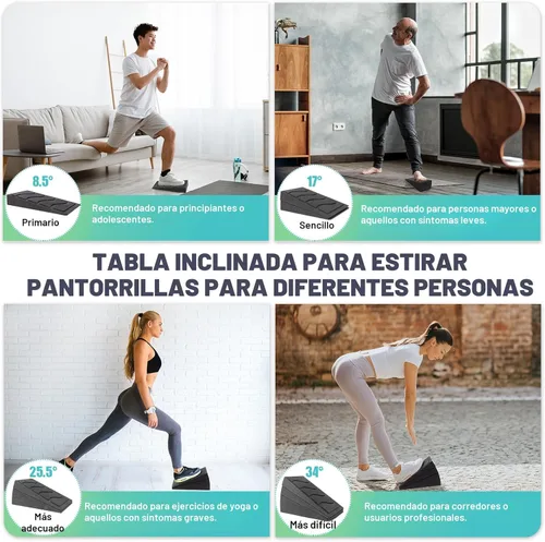 Miniatura 6 de Tabla inclinada para estiramiento de pantorrillas, tabla inclinada de 5 ángulos ajustables para cuña de sentadillas, capacidad de peso de 480