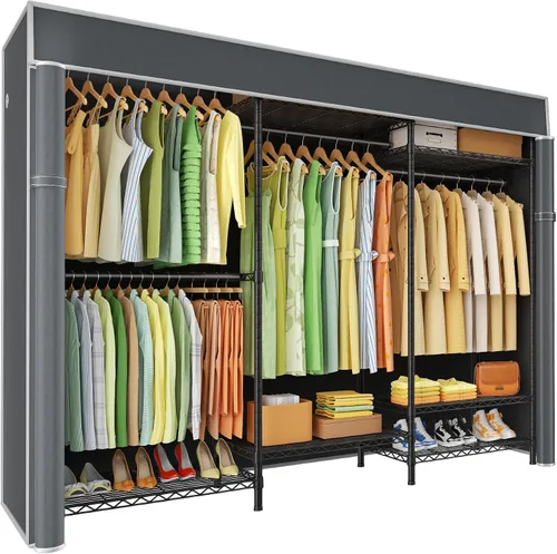 Miniatura 11 de Ulif E13C Sistema Organizador de Armario de Servicio Pesado, Estantes de Ropa Independientes para Colgar Ropa, Perchero Ajustable de 63" An x 16" Pr