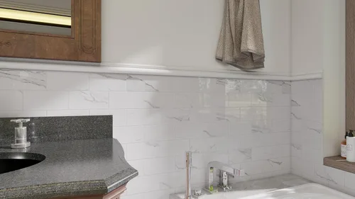 Miniatura 5 de COLAMO Protector contra salpicaduras de lujo de 10 hojas que se despega y pega, azulejo de metro blanco de piedra sintética autoadhesiva de 12"x12