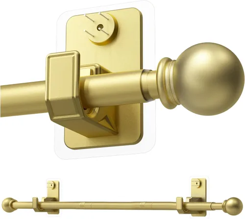 Miniatura 8 de Paquete de 2 barras de cortina sin taladrar con sistema de montaje adhesivo y clavo – Apto para inquilinos y mínimo daño de pared, barra ajustable