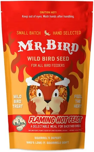 Miniatura 2 de Mr. Bird Flaming Hot Feast - Bolsa grande de semillas sueltas de 4 libras (2) Spicy Bird Seed for Outside Feeders Premium Blend of Mealworms