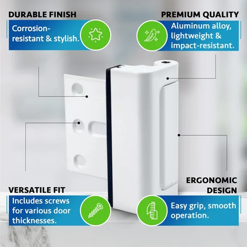 Miniatura 9 de Dwell+Good Cerraduras de Puerta (Paquete de 2) - Fáciles de Instalar Cerraduras de Puerta de Seguridad de Aluminio para el Hogar para Puerta Blanco
