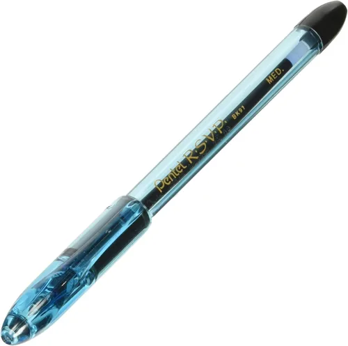 Pentel Bolígrafo Razzle Dazzel™ R.S.V.P.®, punta media, barril azul, tinta negra (PENBK91RDCA) Categoría: Bolígrafos