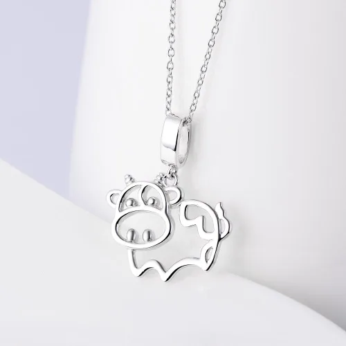 Miniatura 2 de DAOCHONG Collar con colgante de animal en corazón de plata esterlina S925 de 18 pulgadas