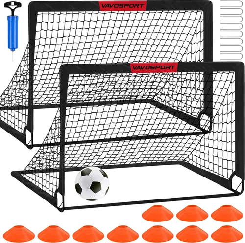 Miniatura 13 de Juego de porterías de fútbol para niños para patio trasero – 2 de 4 x 3 pies, equipo portátil de entrenamiento de portería de fútbol, red de fútbol