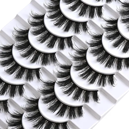Miniatura 4 de FARRED - Pestañas postizas esponjosas de aspecto natural, pestañas cortas y finas, tiras de pestañas de 16mm, 10 pares, paquete de pestañas