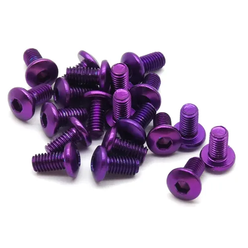 Miniatura 4 de 20pcs M3x6mm Tornillos de cabeza de botón 6063 Aluminio Hex Socket (Anodized Color Opciones) (negro)