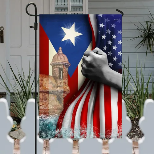 Banderas de Puerto Rico – Bandera estadounidense puertorriqueña – Bandera de jardín de 12 x 18 pulgadas, decoración para exteriores, lona resistente