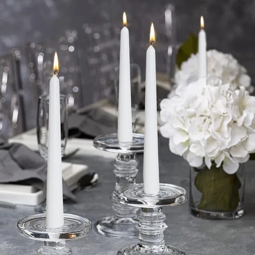 Miniatura 6 de BOLSIUS 60 velas cónicas blancas para el hogar, 10 pulgadas, calidad europea premium, 8 horas de tiempo de combustión, sin perfume, sin goteo y sin
