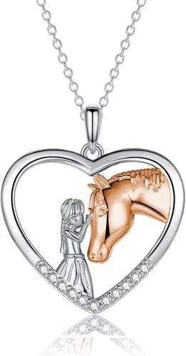 GULICX Regalos de caballos para niñas y mujeres, niñas con collar de caballo, colgante de corazón, regalos de joyería para amantes de los caballos