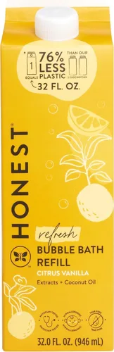 The Honest Company Cartón de repuesto de baño de burbujas espumoso, suave para bebé, derivado de forma natural, sin desgarros, hipoalergénico,