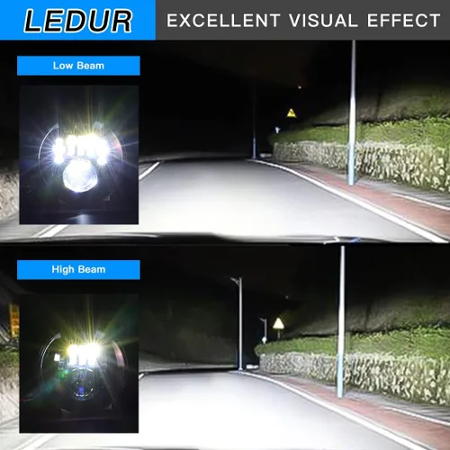 Miniatura 5 de LEDUR - Faro delantero LED redondo para motocicleta de 7 pulgadas, aprobado por DOT, con haz alto y bajo, con carcasa y cubeta, para Harley, Yamaha