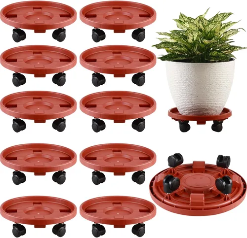 Miniatura 15 de Paquete de 3 organizadores grandes para plantas con ruedas de 13 pulgadas, soportes rodantes para plantas de plástico resistente, base rodante