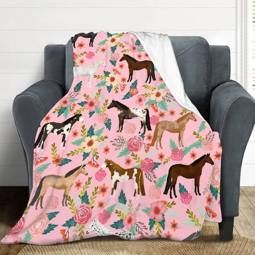 Miniatura 4 de Manta de forro polar de franela de caballo para niñas y mujeres, bonita manta de franela de forro polar, suave y cálida para amantes