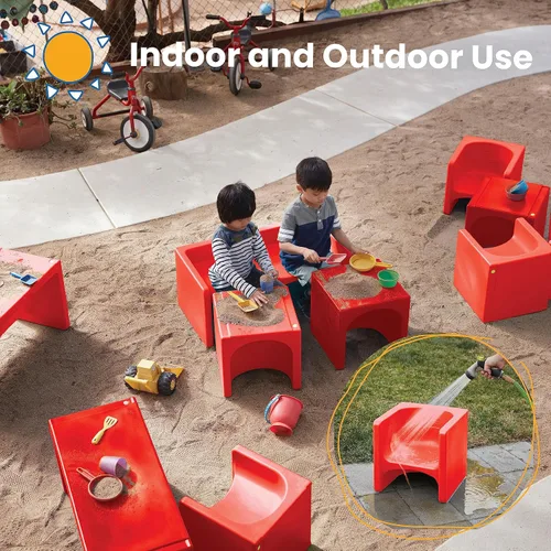 Miniatura 6 de ECR4Kids Tri-Me Silla cúbica 3-en-1, muebles para niños, color rojo